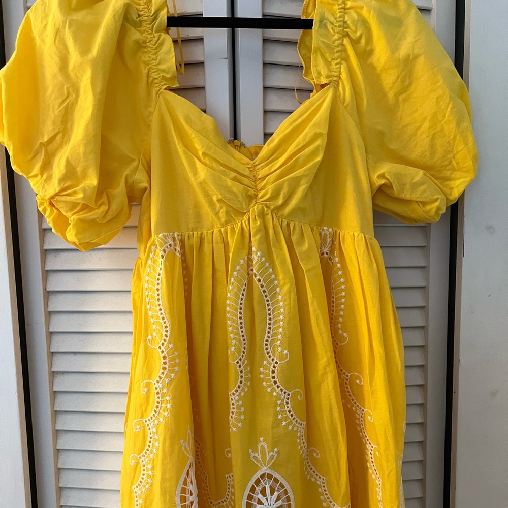 Yellow Puff Sleeve Dress